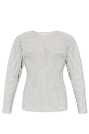Tシャツ・カットソー ISSEY MIYAKE FW24 'Campagne' sweater (IM48KK361 15) Grey Pleated long-sleeve t-shirt by Homme Plisse Issey